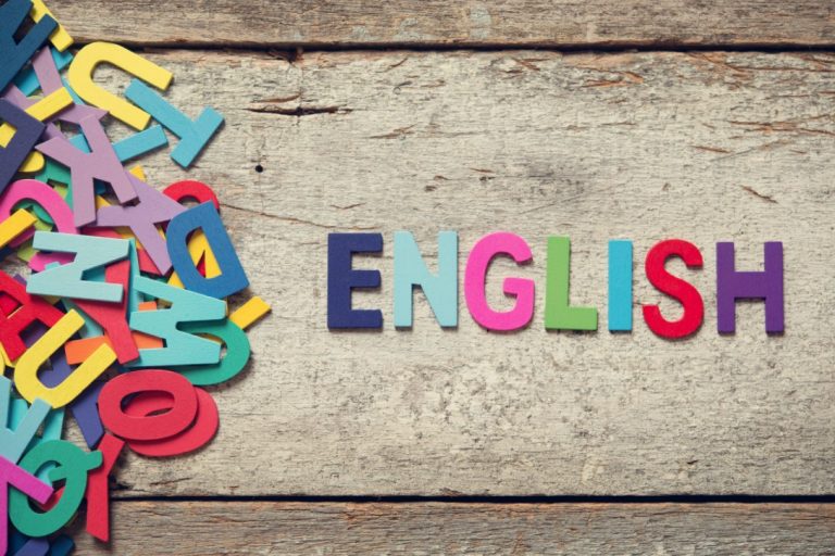 English written in coloured cut out letters English Tuition